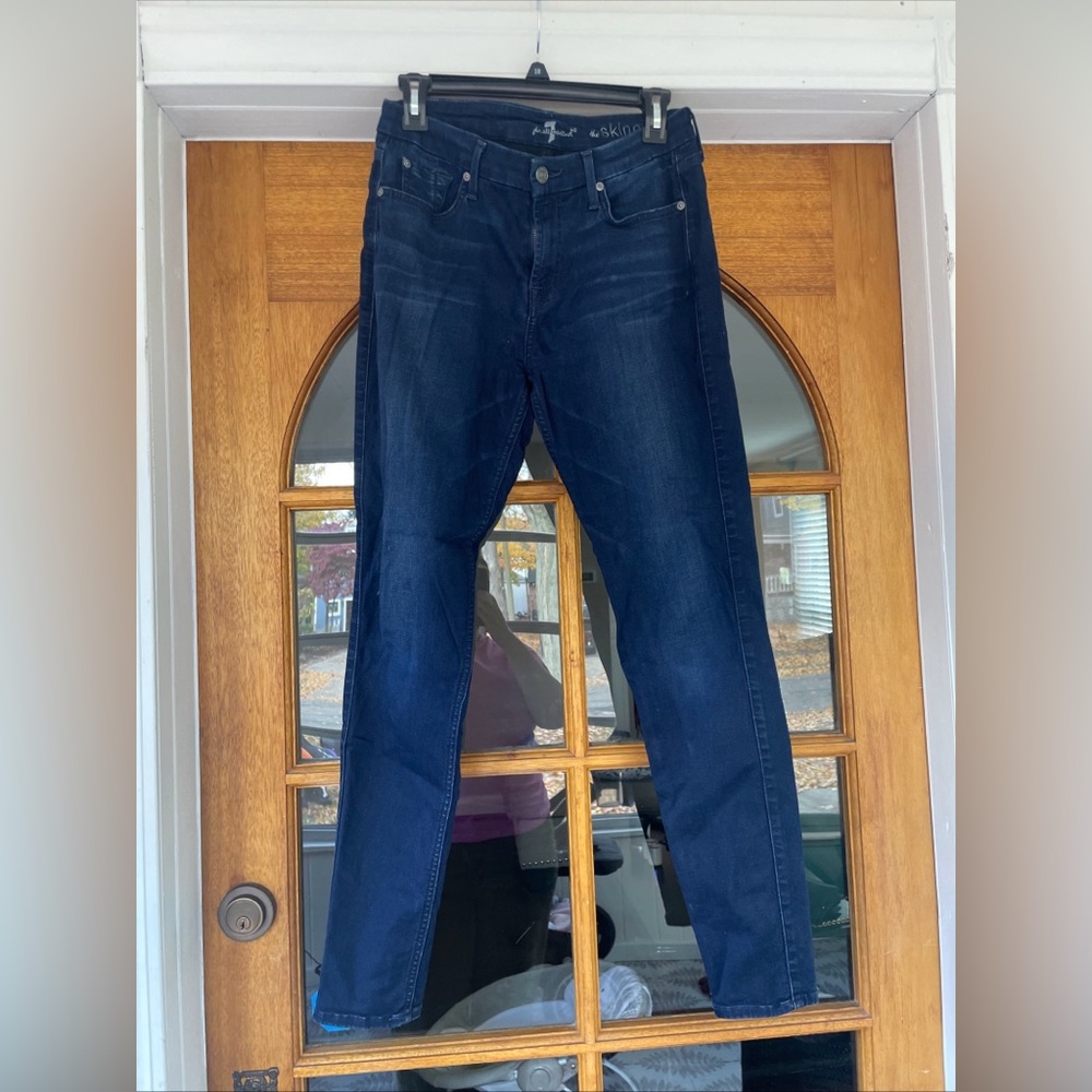 7 for all mankind women’s 28 waist blue skinny jeans inseam 30